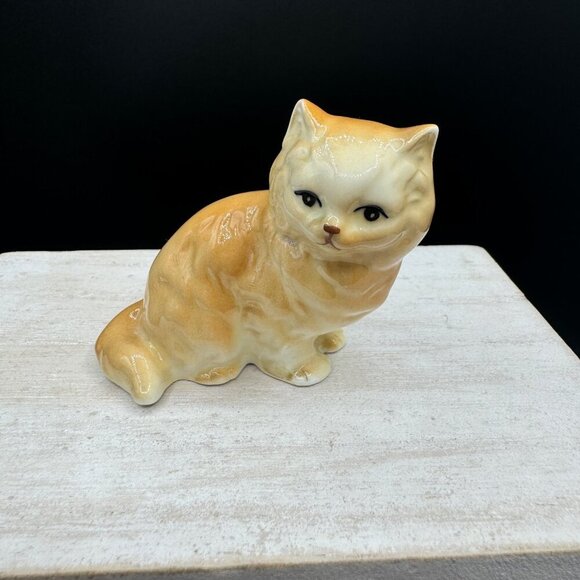 Vintage lefton small porcelain orange tabby  cat figurine - Picture 1 of 7
